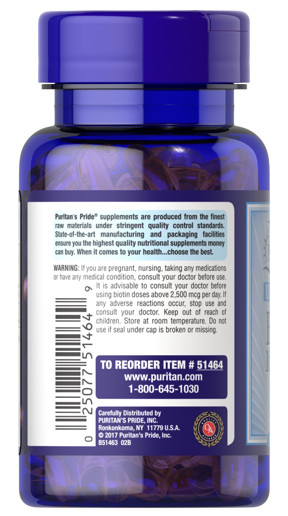 Puritan Pride Biotin 10,000 mcg 100 Tablets