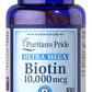 Puritan Pride Biotin 10,000 mcg 100 Tablets