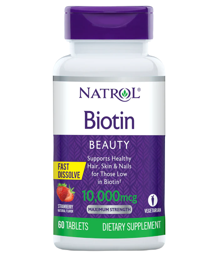 Natrol Biotin 10,000mcg F/D Tab-60 Strawberry - 12 Pack