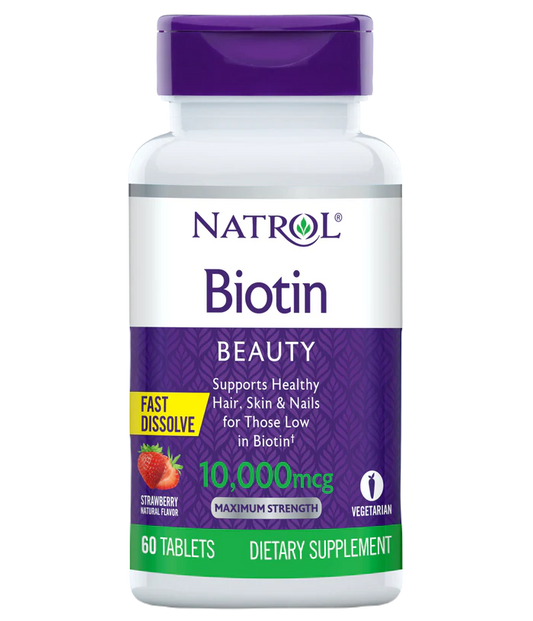 Natrol Biotin 10,000mcg F/D Tab-60 Strawberry - 12 Pack